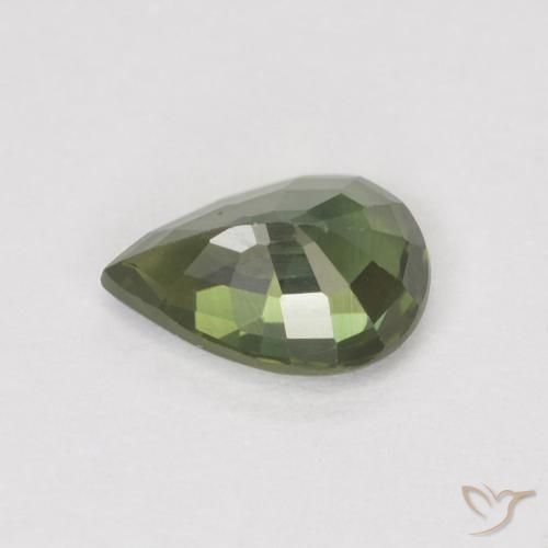 Zaffiro Verde medio naturale da 0.89 ct, Forma a pera, VS