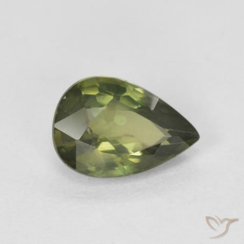 0.85ct Naturale Caldo bosco verde Zaffiro, Forma a pera, VVS-VS