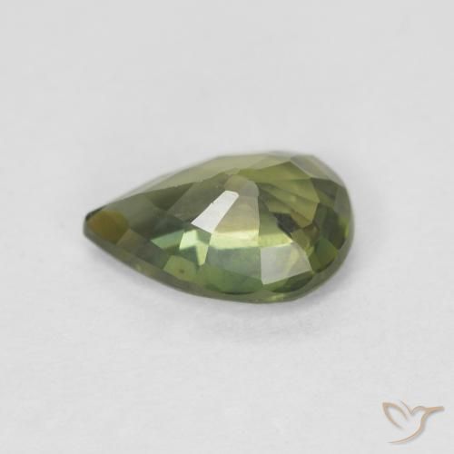 Zaffiro Caldo bosco verde naturale da 0.85 ct, Forma a pera, VVS-VS