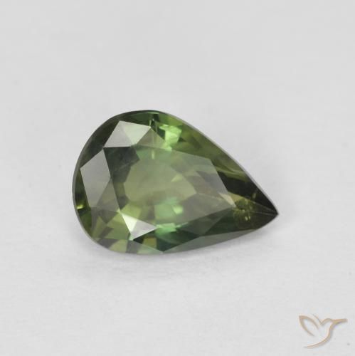 Zaffiro Caldo bosco verde naturale da 0.76 ct, Forma a pera, VS