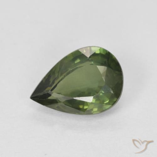 0.89ct Naturale Verde foresta chiaro Zaffiro, Forma a pera, VS