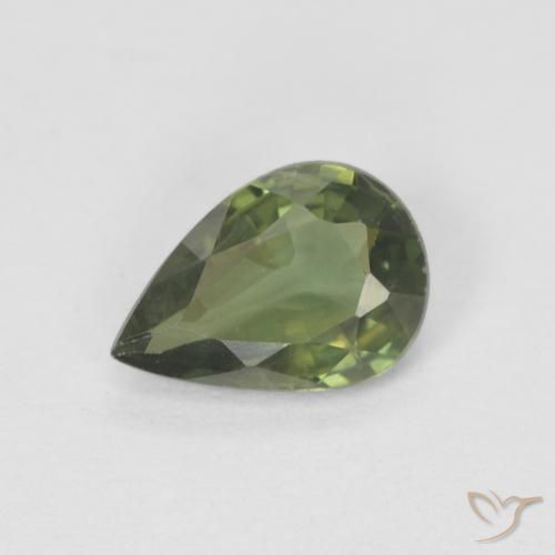 0.71ct Naturale Caldo bosco verde Zaffiro, Forma a pera, VS