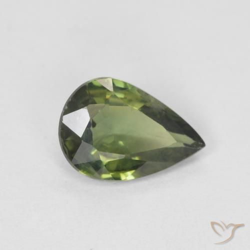Zaffiro Caldo bosco verde naturale da 0.71 ct, Forma a pera, VS