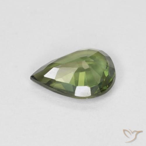 Zaffiro Caldo bosco verde naturale da 0.71 ct, Forma a pera, VS