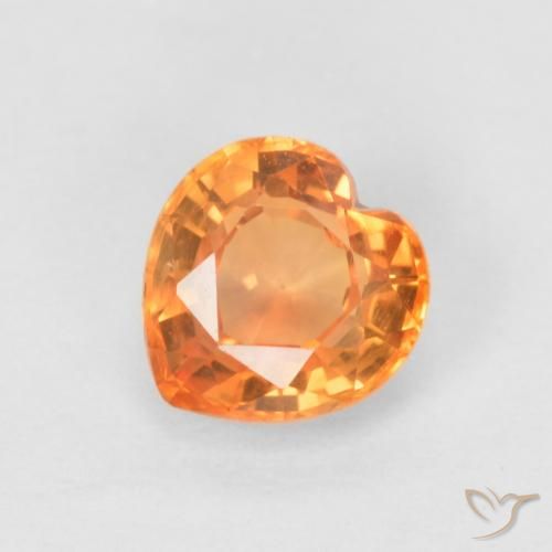 0.54ct Naturale Arancione brillante Zaffiro, Cuore, VVS