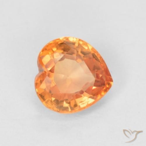 Zaffiro Arancione brillante naturale da 0.54 ct, Cuore, VVS