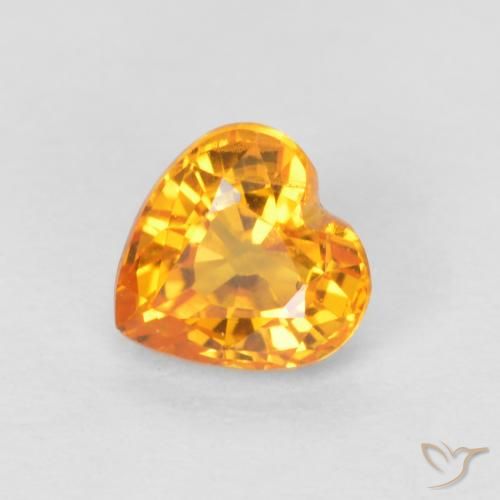 Zaffiro Albicocca Arancia naturale da 0.51 ct, Cuore, VS