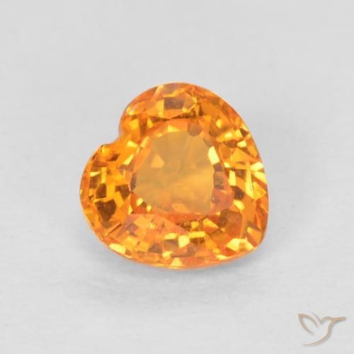 0.53ct Naturale Arancione brillante Zaffiro, Cuore, VS