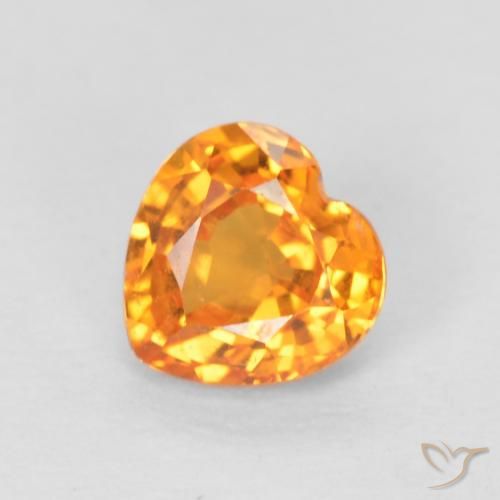 Zaffiro Arancione brillante naturale da 0.53 ct, Cuore, VS