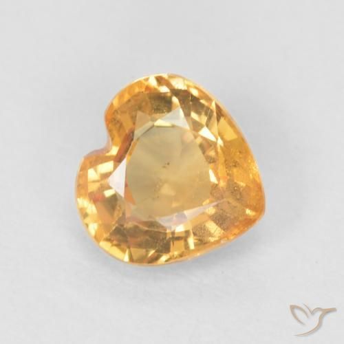 0.55ct Naturale Arancio Medio Zaffiro, Cuore, VS