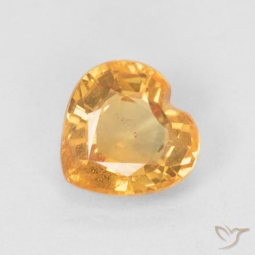Zaffiro Arancio Medio naturale da 0.55 ct, Cuore, VS
