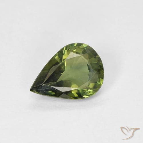 0.69ct Naturale Verde giallastro Zaffiro, Forma a pera, VS, Photo A