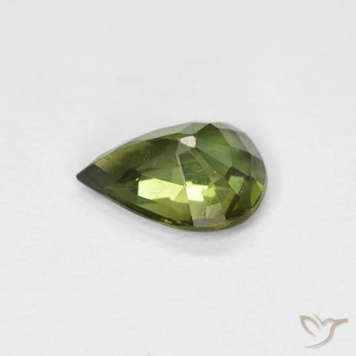 Zaffiro Verde giallastro naturale da 0.69 ct, Forma a pera, VS
