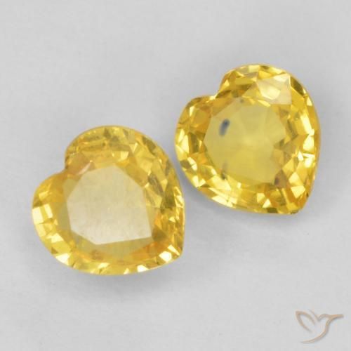 Gemme di Zaffiro Arancione-Oro naturale da 0.78 ct, Cuore, VS