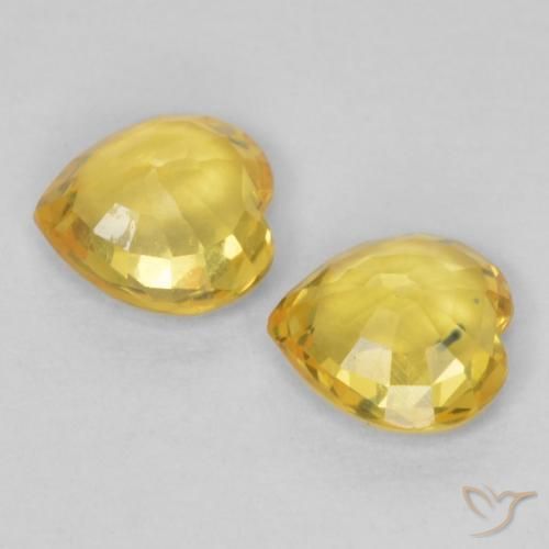 Gemme di Zaffiro Arancione-Oro naturale da 0.78 ct, Cuore, VS