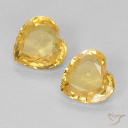 Gemme di Zaffiro Arancio chiaro-Oro naturale da 0.73 ct, Cuore, VVS-VS