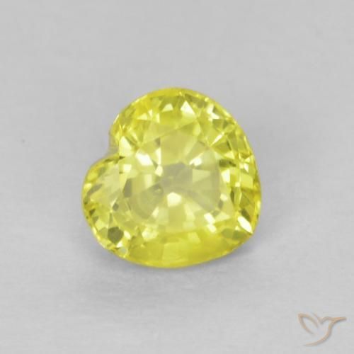 0.51ct Naturale Giallo chiaro Zaffiro, Cuore, VS