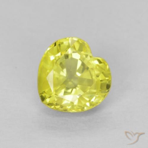 Zaffiro Giallo chiaro naturale da 0.51 ct, Cuore, VS