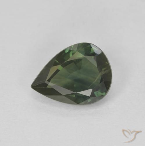 1.38ct Naturale Verde scuro Zaffiro, Forma a pera, VS