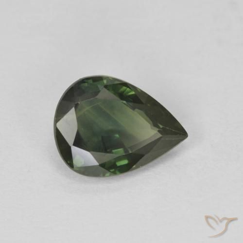 Zaffiro Verde scuro naturale da 1.38 ct, Forma a pera, VS