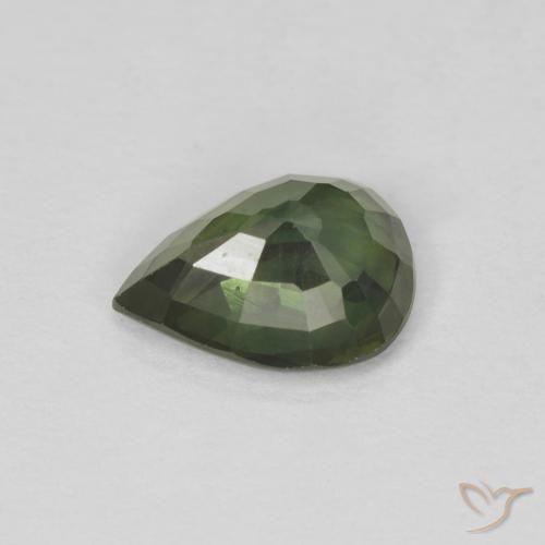 Zaffiro Verde scuro naturale da 1.38 ct, Forma a pera, VS