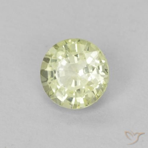 Zaffiro Bianco verdognolo naturale da 0.37 ct, Rotondo, VVS