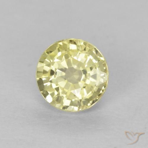 Zaffiro Medium Light-Yellow naturale da 0.49 ct, Rotondo, VVS
