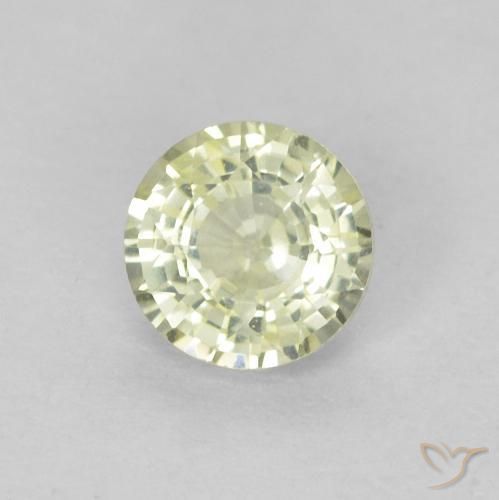 Zaffiro Giallo verdastro molto chiaro naturale da 0.46 ct, Rotondo, VVS
