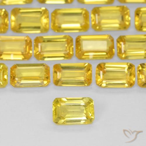 0.38ct Naturale Bombo Giallo Zaffiro, Taglio smeraldo, VS