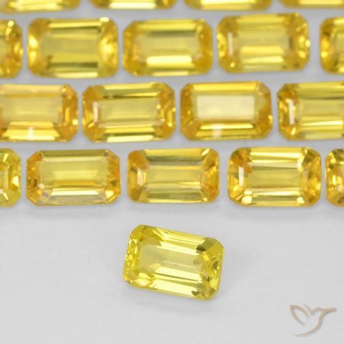 Zaffiro Bombo Giallo naturale da 0.38 ct, Ottagonale / Taglio smeraldo, VS