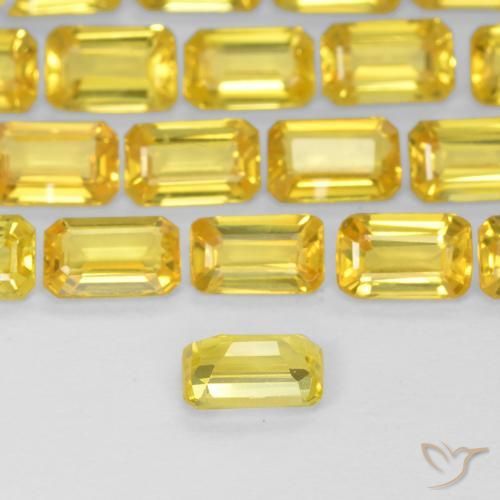 Zaffiro Bombo Giallo naturale da 0.38 ct, Ottagonale / Taglio smeraldo, VS