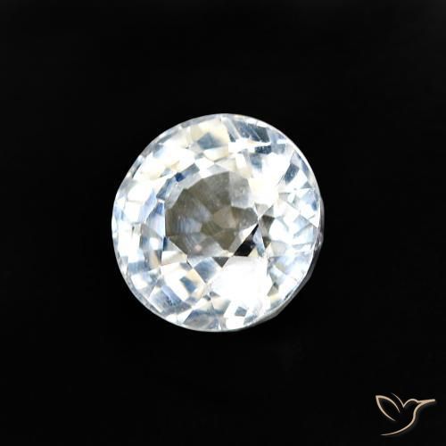 Zaffiro Bianco bluastro naturale da 0.58 ct, Rotondo, VVS-VS