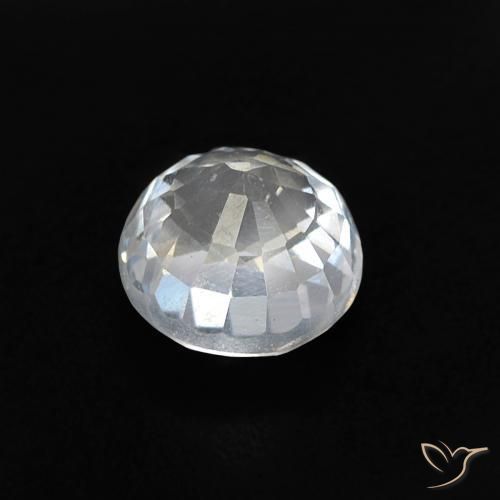 Zaffiro Bianco bluastro naturale da 0.58 ct, Rotondo, VVS-VS