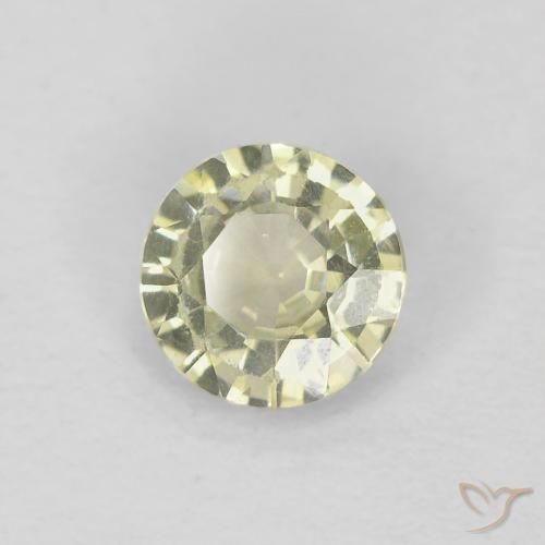 Zaffiro Giallo-Grigio Medio naturale da 0.41 ct, Rotondo, VVS-VS