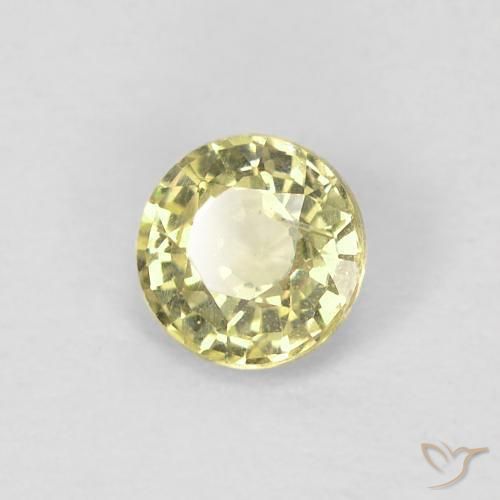 Zaffiro Giallo pallido naturale da 0.41 ct, Rotondo, VS