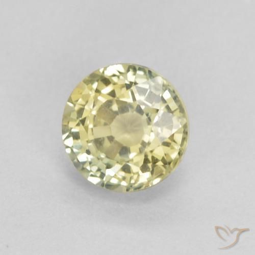 Zaffiro Medium Light-Yellow naturale da 0.46 ct, Rotondo, VVS