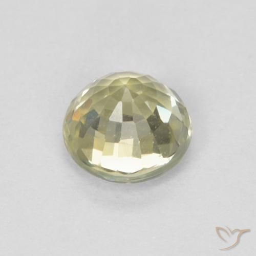 Zaffiro Medium Light-Yellow naturale da 0.46 ct, Rotondo, VVS