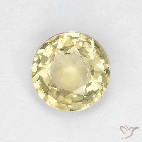 Zaffiro Giallo chiaro naturale da 0.82 ct, Rotondo, VS