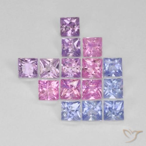 Gemme di Zaffiro Multicolore naturale da 1.41 ct, Quadrato, VS