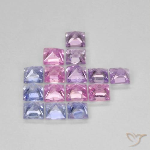 Gemme di Zaffiro Multicolore naturale da 1.41 ct, Quadrato, VS