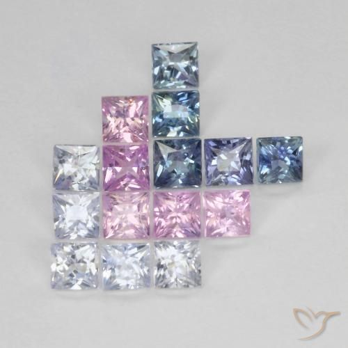 Gemme di Zaffiro Multicolore naturale da 1.47 ct, Quadrato, VS