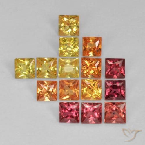 Gemme di Zaffiro Multicolore naturale da 1.47 ct, Quadrato, VS