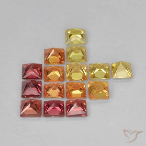Gemme di Zaffiro Multicolore naturale da 1.47 ct, Quadrato, VS