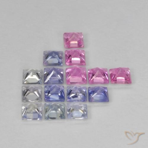 Gemme di Zaffiro Multicolore naturale da 1.36 ct, Quadrato, VS