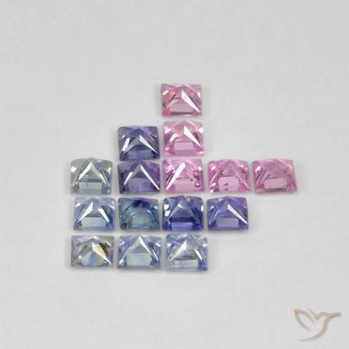 Gemme di Zaffiro Multicolore naturale da 1.40 ct, Quadrato, VS