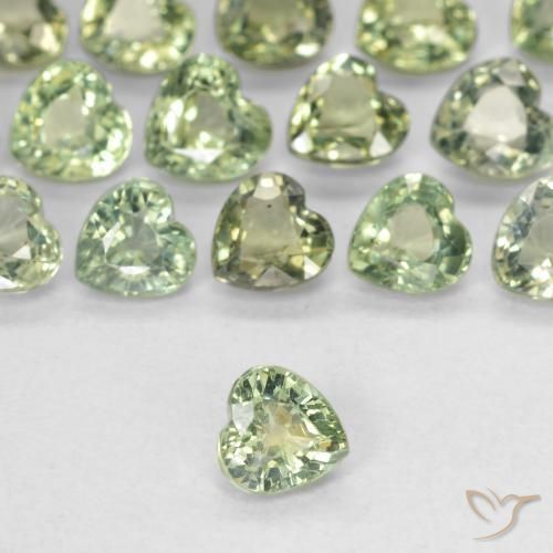 0.42ct Naturale Verde salvia molto chiaro Zaffiro, Cuore, VVS-VS