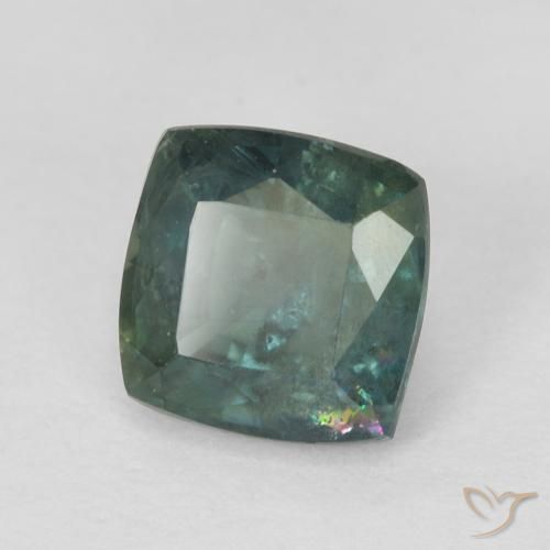 Zaffiro Verde blu scuro naturale da 1.14 ct, Cuscino, VS-SI