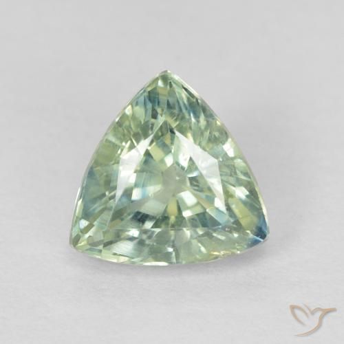 Zaffiro Verde molto chiaro naturale da 0.87 ct, Taglio trillion, VS