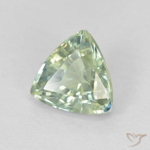 Zaffiro Verde molto chiaro naturale da 0.87 ct, Taglio trillion, VS