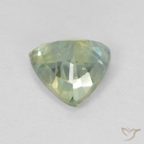 Zaffiro Verde molto chiaro naturale da 0.87 ct, Taglio trillion, VS